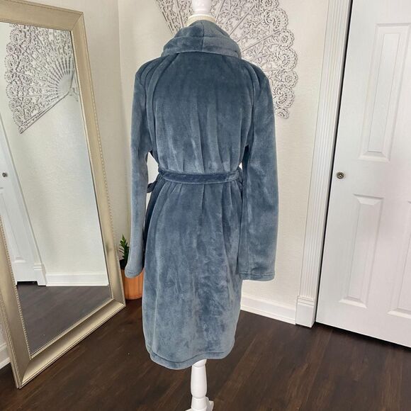 Hunkemoller Fuzzy Fleece Blue Gray Warm Winter Robe XS S - Picture 5 of 7